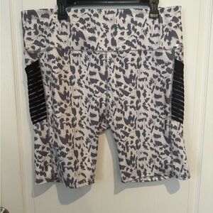 Women's plus size Athletic Shorts in Black and Gray animal print